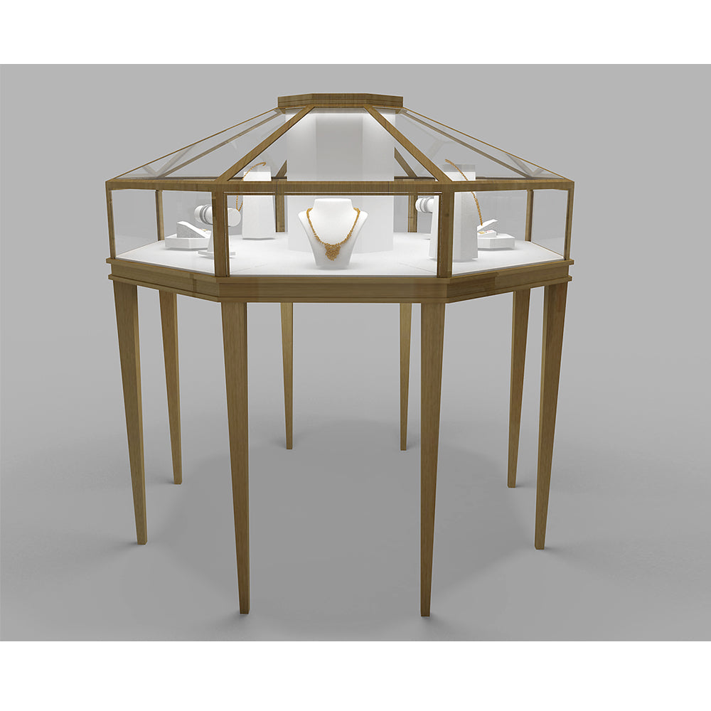 Wooden Octagonal Jewelry Display Cabinet