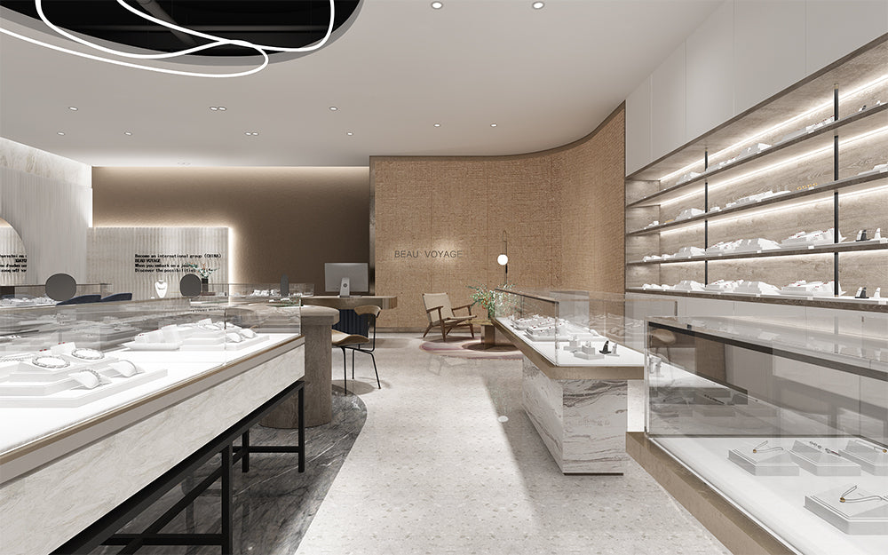 Morden Style Jewelry Store Glass Display Showcase Design