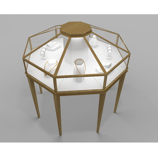 Wooden Octagonal Jewelry Display Cabinet