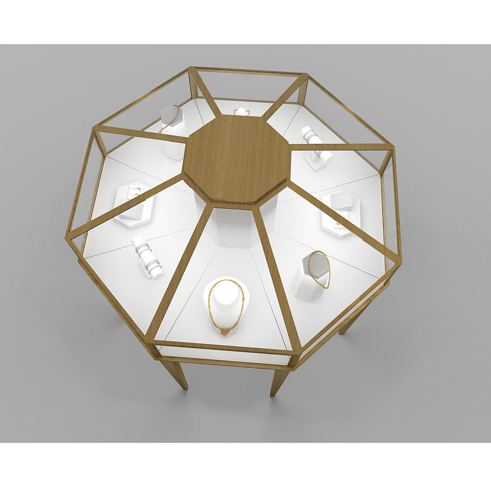 Wooden Octagonal Jewelry Display Cabinet